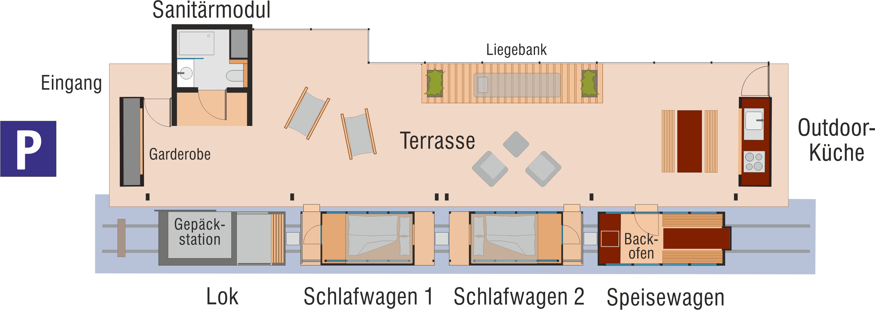 CampStation Schlafwaggons Grundriss